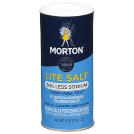 Morton Lite Salt, No Artificial Color, Low Sodium Salt for Cooking, Seasoning & Baking, 11 oz, Pack of 12