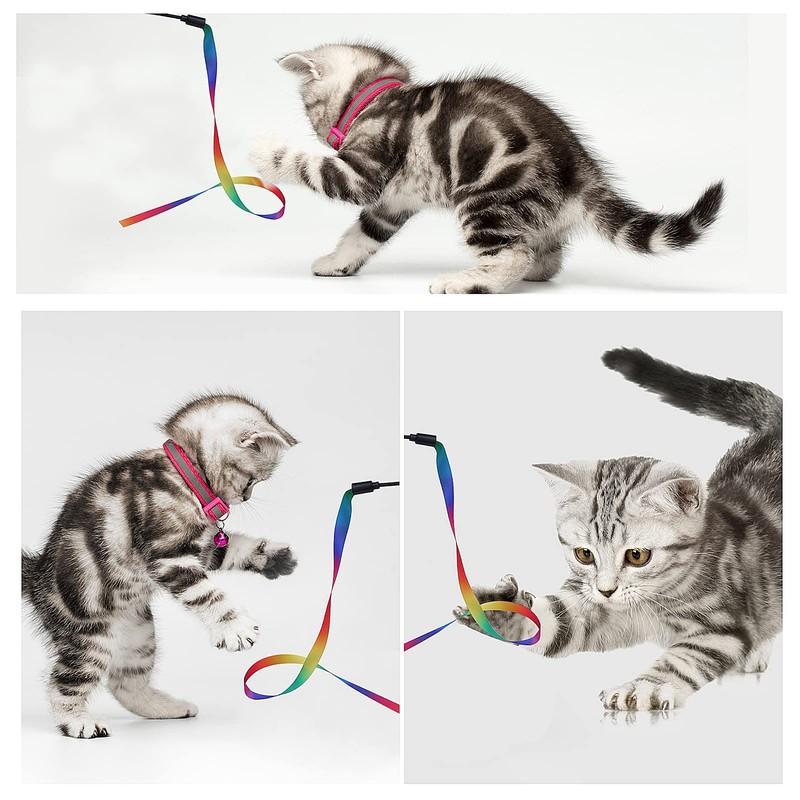 cobee Cat Interactive Wand, Cat Rainbow Wand Toys Cat Wand