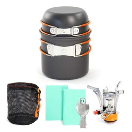 Toboli Camping Crockery Set of 6 Cookware for Outdoor Cooking Equipment with Pot and Cutlery