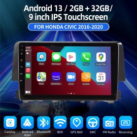 ESSGOO 9" Apple CarPlay Android13 Car Stereo Radio For HONDA Civic 2016-2020 GPS BT Cam