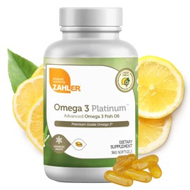 Zahler Omega 3 Platinum 3000 mg, Suplemento avanzado de aceite de pescado Omega 3, Softgel sin arbusto, ms alto en EPA y DHA, certificado Kosher, 360 