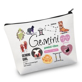VAMSII 12 Constellation Birthday Gift for Astrology Lover Zodiac Symbol Sign Makeup Bag Horoscope Astrology Gift for Her (GeminiBag)