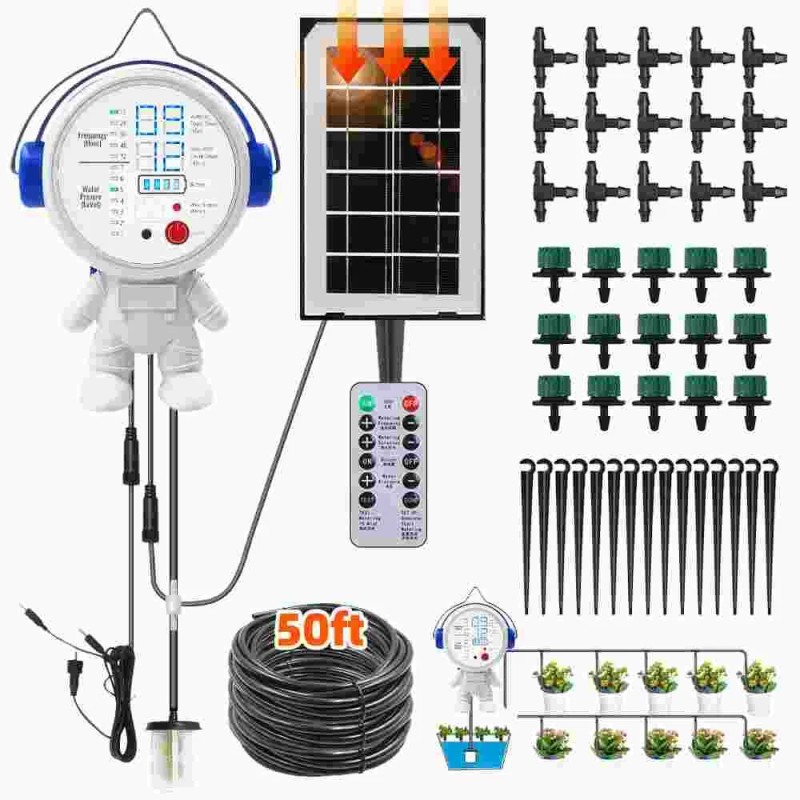 50ft Solar Automatic Drip Irrigation System Garden Watering System with