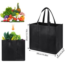 Astriva 2 PCS Large Reusable Shopping Bags Black, Bag for Life Shopping Bags Foldable, Canvas Grocery Tote Bag for Shopper