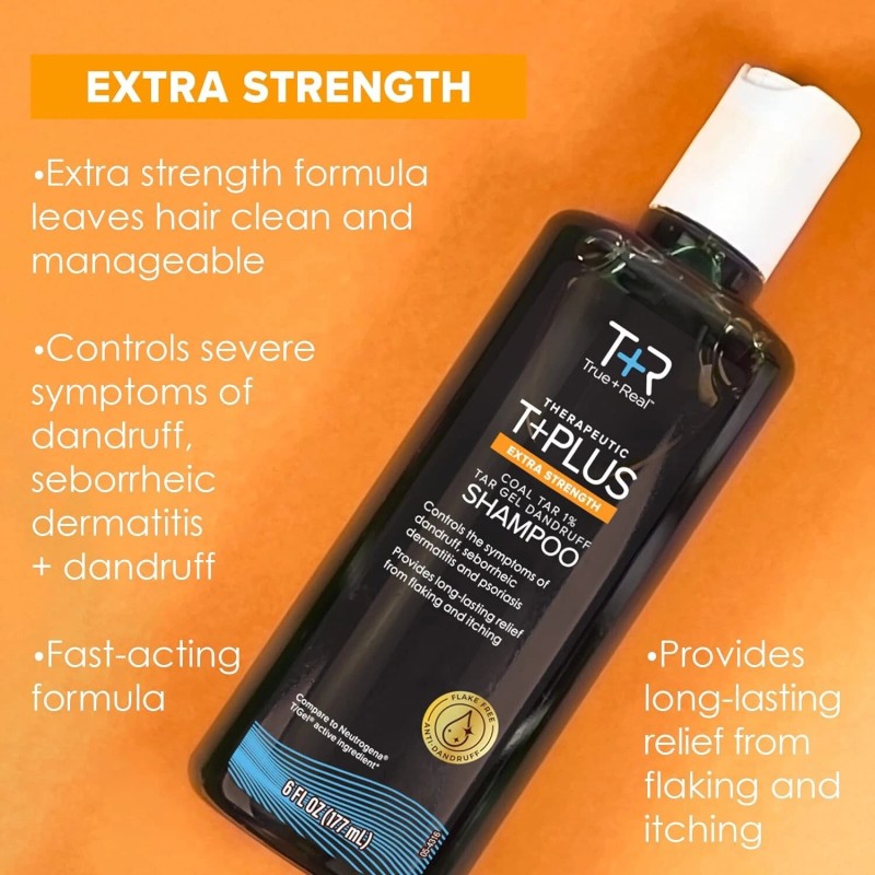 TRUE+REAL Therapeutic T+plus Tar Gel Dandruff ShampooCoal Tar 1.0% Max