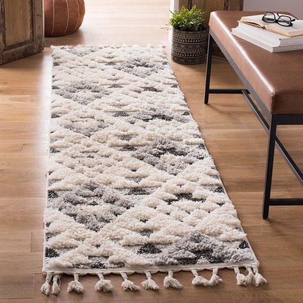 Safavieh Moroccan Tassel Shag Collection MTS601F Boho 2-inch Thick Runner,