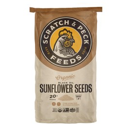 Scratch and Peck Black Oil Sunflower Seeds Chicken and Duck Treat - 25 lbs Bag - 15% Protein, Certified Organic and Non-GMO Project Verified Chicken Food