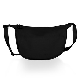 Crescent Bag Crossbody Bag for Women Men, Nylon Crossbody Bag with Adjustable Strap Lightweight Crossbody Bags Shoulder Bag Waist Packs for Workout Running Travel (Black)