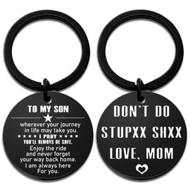 Son Gifts From Mom Funny Keychain To My Son Cool Keychains Boys Birthday Gifts From Mom Gift For Teens Adults Men Birthday Graduation Father’s Day Thanksgiving Christmas Presents