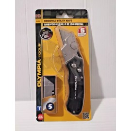 Olympia Tools Turbofold Utility, Work, Razor Knife, 33-200 With 5 Extra Blade