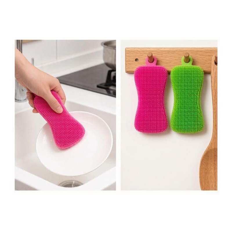 2PCS Silicone Dish Scrubber,Multi-Purpose&Efficient Kitchen Gadgets | for Kitchen Dish