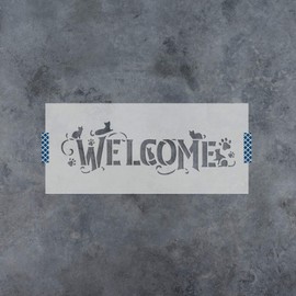 Welcome Cat Sign Stencil - Reusable Stencils for Painting - Create DIY Welcome Cat Sign Home Decor