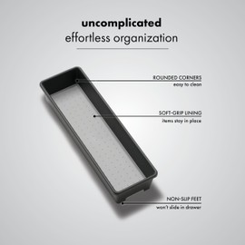 madesmart Classic 12 x 3 Bin - Granite CLASSIC COLLECTION Multi-Purpose Storage Organizer Soft-grip Lining and Non-slip Rubber Feet Easy to Clean Durable BPA-Free