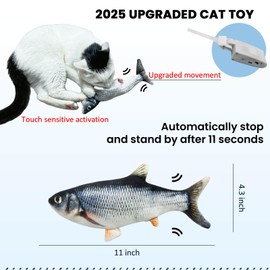 SUNFATT Cat Toys for Indoor Cats,Cat Nip Toys,USB Charging Flapping Fish Cat Toy,Made of Cotton and Short Plush,Cats Chew Bite Toy,Cat Plays by Itself and Won't Disturb You