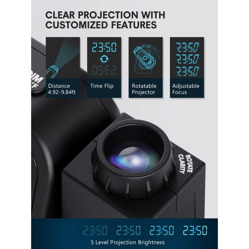 Mesqool Projection Alarm Clock for Bedroom Ceiling Digital Clock Projector