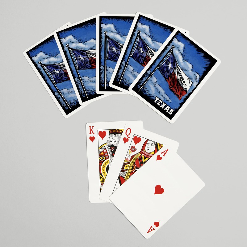 Lantern Press Texas Flag, Scratchboard (52 Playing Cards, Poker Size