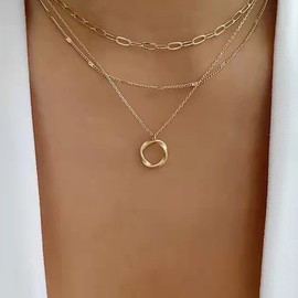 Necklaces for Women Gold Necklace Women Layered Necklace for Women Pearl Coin Charm Necklace Stackable Paperclip Chain Necklace Dainty Gold Necklace Stack Gold Jewelry Gifts for Women