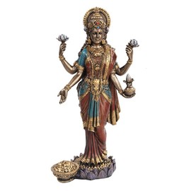 Pacific Giftware PTC 10 Inch Lakshmi Mythological Indian Hindu Goddess Statue Figurine