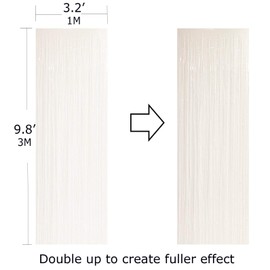 Allgala 4PK 3.3 x 9.8 FT (1x3M) Metalic Tinsel Party Photo Backdrop Curtains Door Fringe Décor-White-BD52601