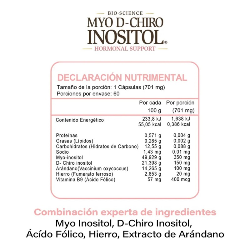 Inositol Puro Myo Inositol Y D-chiro 60 Caps Neosci® Sabor