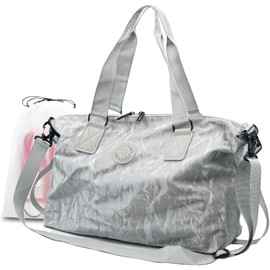 Gym Bag for Men & Women with Shoe Wet Bag - Waterproof Duffle Bag for Travel, Sports, Fitness & Workout (Light Gray)