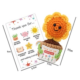 Auony Teacher Gifts,Thank You For Helping Me Grow, Appreciation Gifts for Teacher Women, Crochet Sunflower for Teachers Last Day of School Back to School