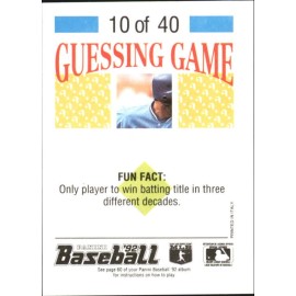 1992 Panini Sticker #21 Rickey Henderson with George Brett Guessing Game on back