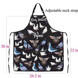 Pigeon Apron Pigeon Lover Gifts Pigeon Bird Gift Bird Owner Gift Easily Distracted By Pigeons Bird Watching Apron with Pocke