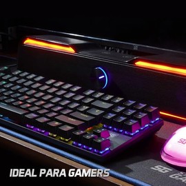 Vorago Start The Game KB-600 Teclado Mecánico Gamer, Compacto 80, Switches Blue, Iluminación RGB, Base Metálica Resistente, 12 Teclas Multimedia,...  