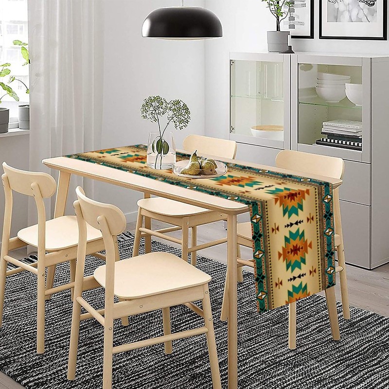 YCness Aztec Southwest Table Runner, Ethnic Style Design Geometric Triditional