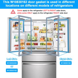 UPGRADED W10830162 Refrigerator Door Gasket Compatible with Whirlpool kitchen aid Refrigerator Door Gasket Replacement parts Gray Refrigerator Door Gasket WRF535SMBM00 Door Seal