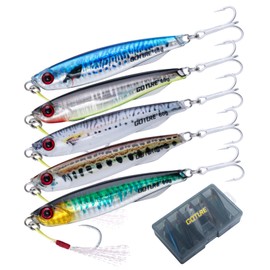 Goture Metal Jig Set, 2.1 oz (60 g), Set of 5, Lures, Transparent Epoxy Resin Protection, Hologram Jigs, Jigging, Sinker, Fishing Gear, General Blue Fish, Sickerfish, Sea Bass, Flounder, Corrugated