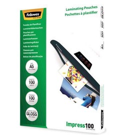 Fellowes 100 x A5 Laminating Pouches 100 Micron (2 x 100 mic) Glossy