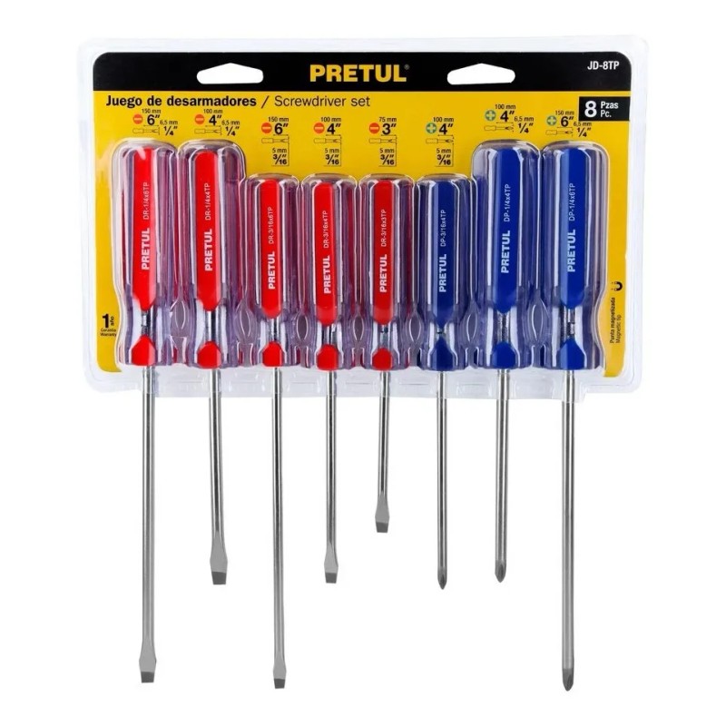 Juego De Desarmadores De 8 Piezas Mango De Pvc Pretul