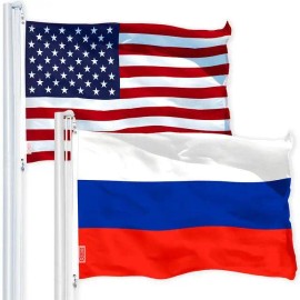 UD_G128 Combo Pack: USA American Flag 3x5 Ft 150D Printed Stars & Russia (Russian) Flag 3x5 Ft 150D Printed