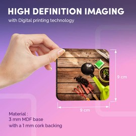 Destination Vinyl ltd Great Coasters (Set of 4) Square - Gardening Tools Gardener Garden Drink Glossy Coasters/Tabletop Protection for Any Table Type #45132