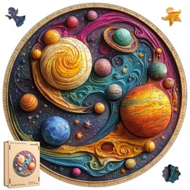Wooden Puzzles for Adults, Solar System Planet Wooden Jigsaw Puzzles, Unique Shape Adult Puzzles, Irregular Wood Puzzles Creative Gift for Adults and Kids Family Game(11.1 * 11.2 in-200pcs)