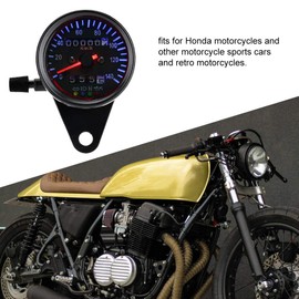 KIMISS 12V Universal Motorcycle Odometer LED Backlight Motorcycle Speedometer Set with Two Gauges Cafe Racer