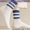 CHUNFO Womens Striped Ankle Socks Cute Letter Embroidered Athlete Navy