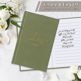 Wedding Vow Books With Gold Foil Lettering, Hard Cover His and Hers Vow Books, Canvas Linen Foil Embossed Wedding Ceremony Vow Books - A Beautiful Addition For The Wedding Day, 56 Pages, 5.9" X 3.9"