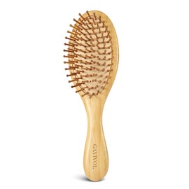 GAVIVOL Bamboo Hair Brush for Hair Growth, Natural Bamboo Bristles Detangling Wooden Paddle Brush for Scalp Massage, for Women, Men & Kids, All Hair Types, with Ergonomic Handle