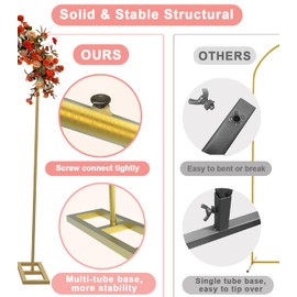 Queension 6.6FT Arch Stand, Metal Wedding & Birthday Arch Frame with Base, Gold