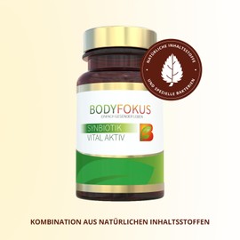BodyFokus SynBiotik Vital Active Special Bacteria Strains & Prebiotics - Natural Ingredients - Contains Calcium - 30 Capsules - Made in Germany