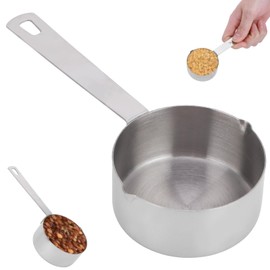 Measuring Cups, 1/4 Stainless Steel Measure Spoon Cups for Baking Cooking Dual Pour Mouth Measuring Jugs Measuring Spoons with Scales and Storage Rings, 15.1cm/5.9in