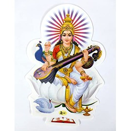 Goddess of Music : Goddess Saraswati Hindu Goddess Sticker Size (4.5"x3" Inches)