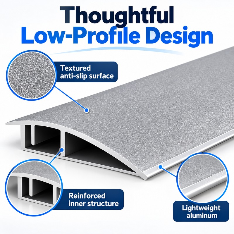 17.72-Inch Modular Aluminum Ramp for Doorway Transitions – 2-Piece Anti-Slip
