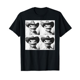 Leopard Gecko in Cowboy Hat Funny Western Photobooth Selfie T-Shirt