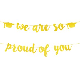 ALLY-MAGIC Congratulations Banner, We are so proud of you Bunting Banner Glitter Graduation Decorations Congratulations Hanging Garland for Graduation Retirement Grad Party Decor Supplies Y9JALQ