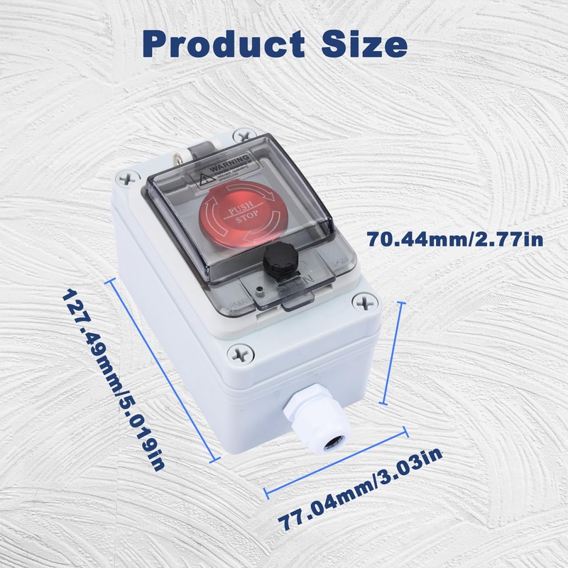 Emergency Stop Button with Box,10A 440V Emergency Shut Off Switch,