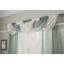 Alan Symonds Sheer Rod Pocket Slot Top Plain Voile Swag with Glitter Trim 22" x 18" (56x46cm) (Black)
